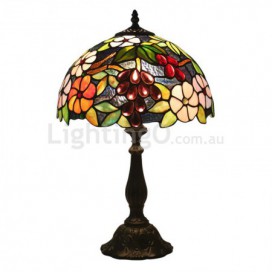 12 Inch European Stained Glass Grape Style Table Lamp