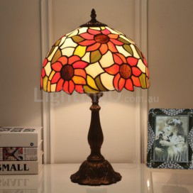 12 Inch Rural Stained Glass Sunflower Style Table Lamp