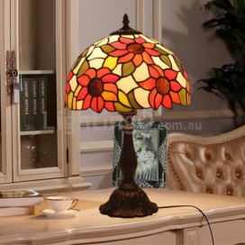 12 Inch Rural Stained Glass Sunflower Style Table Lamp