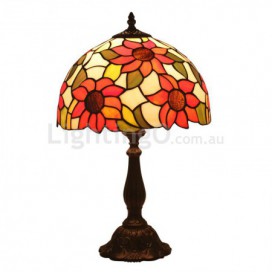 12 Inch Rural Stained Glass Sunflower Style Table Lamp