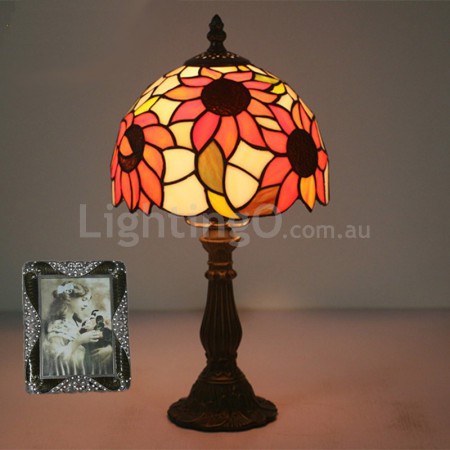 8 Inch Rural Stained Glass Sunflower Style Table Lamp