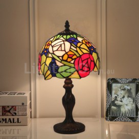 8 Inch European Stained Glass Grape Style Table Lamp