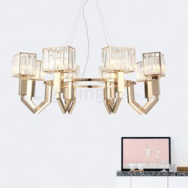 8 Light Modern / Contemporary Steel Pendant Light with Crystal Shade