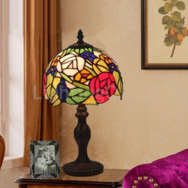 8 Inch European Stained Glass Grape Style Table Lamp