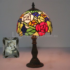 8 Inch European Stained Glass Grape Style Table Lamp