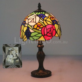 8 Inch European Stained Glass Grape Style Table Lamp