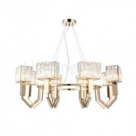 8 Light Modern / Contemporary Steel Pendant Light with Crystal Shade