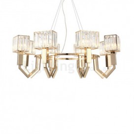 8 Light Modern / Contemporary Steel Pendant Light with Crystal Shade