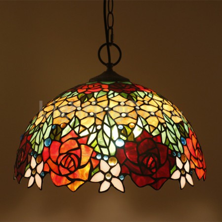 16 Inch European Stained Glass Pendant Light