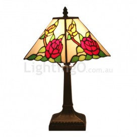 11 Inch American Stained Glass Rose Style Table Lamp