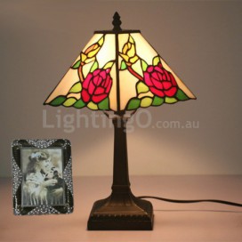 11 Inch American Stained Glass Rose Style Table Lamp