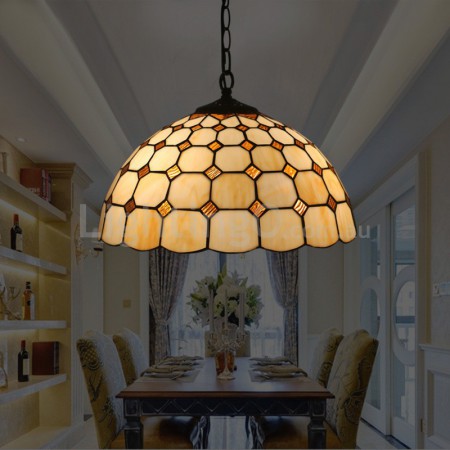 16 Inch European Stained Glass Pendant Light