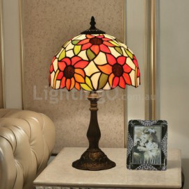 10 Inch European Stained Glass Sunflower Style Table Lamp