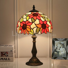 10 Inch European Stained Glass Sunflower Style Table Lamp