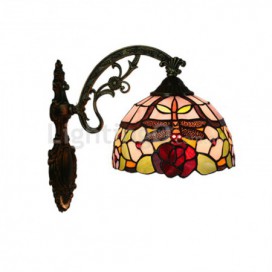 8 Inch European Stained Glass Dragonfly Style Wall Light