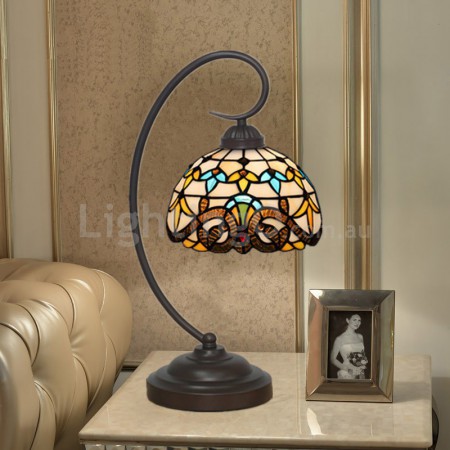 8 Inch European Stained Glass Baroque Style Table Lamp