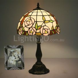 12 Inch European Stained Glass Rose Style Table Lamp