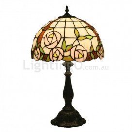 12 Inch European Stained Glass Rose Style Table Lamp