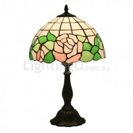 12 Inch European Stained Glass Rose Style Table Lamp