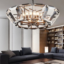 8 Light Modern / Contemporary Steel Pendant Light with Crystal Shade