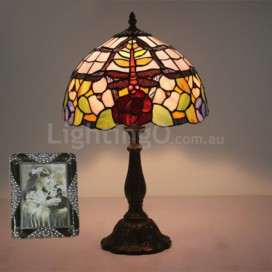 12 Inch European Stained Glass Dragonfly Style Table Lamp