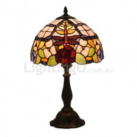 12 Inch European Stained Glass Dragonfly Style Table Lamp