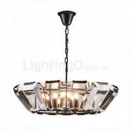 8 Light Modern / Contemporary Steel Pendant Light with Crystal Shade