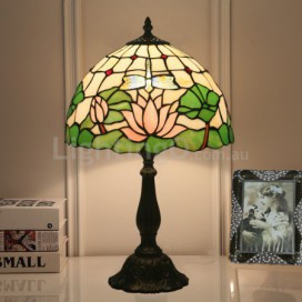 12 Inch European Stained Glass Dragonfly Style Table Lamp