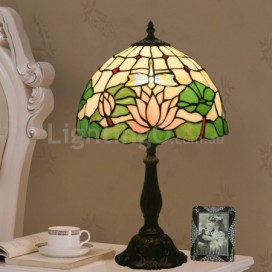 12 Inch European Stained Glass Dragonfly Style Table Lamp