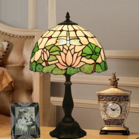 12 Inch European Stained Glass Dragonfly Style Table Lamp