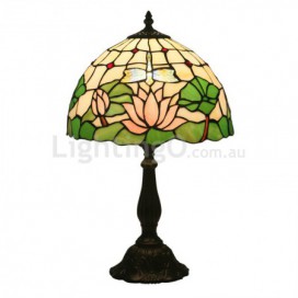 12 Inch European Stained Glass Dragonfly Style Table Lamp