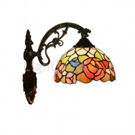 8 Inch European Stained Glass Rose Style Wall Light