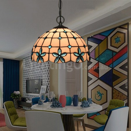 12 Inch European Stained Glass Pendant Light