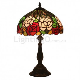 12 Inch European Stained Glass Rose Style Table Lamp