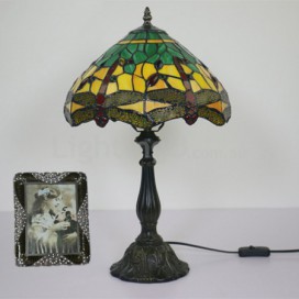 12 Inch European Stained Glass Dragonfly Style Table Lamp