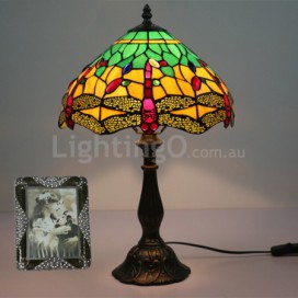 12 Inch European Stained Glass Dragonfly Style Table Lamp