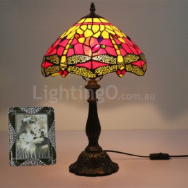 12 Inch European Stained Glass Dragonfly Style Table Lamp