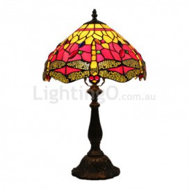 12 Inch European Stained Glass Dragonfly Style Table Lamp