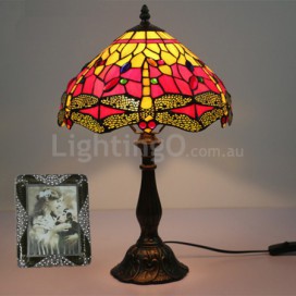 12 Inch European Stained Glass Dragonfly Style Table Lamp