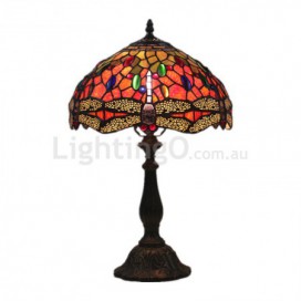 12 Inch European Stained Glass Dragonfly Style Table Lamp