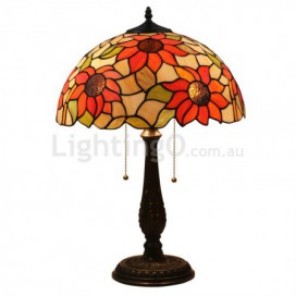 16 Inch European Stained Glass Sunflower Style Table Lamp