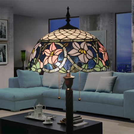 16 Inch European Retro Stained Glass Floor Lamp