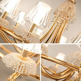 6 Light Crystal Steel Chandelier with Acrylic Shade