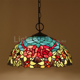 16 Inch European Stained Glass Pendant Light