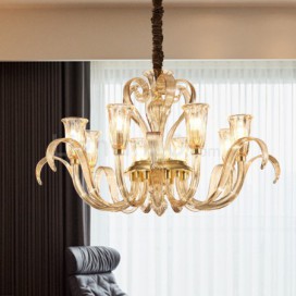 8 Light Glass Chandelier with Glass Shade