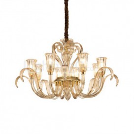 8 Light Glass Chandelier with Glass Shade