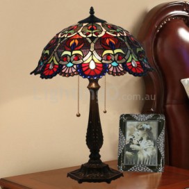 16 Inch European Stained Glass Baroque Style Table Lamp