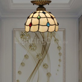 8 Inch American Simple Stained Glass Flush Mount