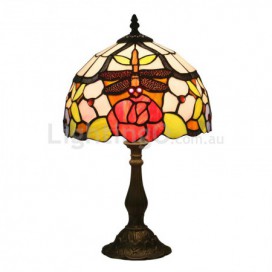 10 Inch European Stained Glass Dragonfly Style Table Lamp