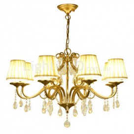 Rustic / Lodge 8 Light Crystal Steel Chandelier with Fabric Shade